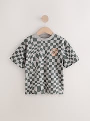 Grey Checkerboard Relaxed Fit Short Sleeve Graphic Print T-Shirt (3-16yrs) - Image 1 of 4