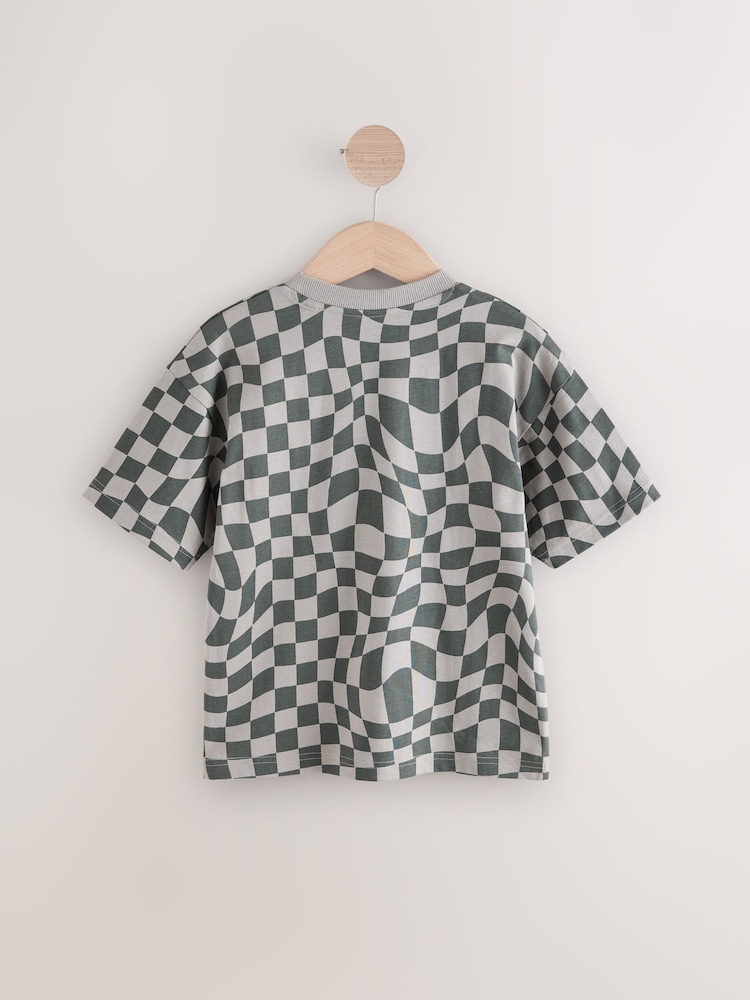 Grey Checkerboard Relaxed Fit Short Sleeve Graphic Print T-Shirt (3-16yrs) - Image 2 of 4