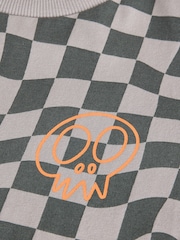 Grey Checkerboard Relaxed Fit Short Sleeve Graphic Print T-Shirt (3-16yrs) - Image 4 of 4