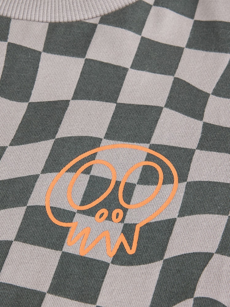 Grey Checkerboard Relaxed Fit Short Sleeve Graphic Print T-Shirt (3-16yrs) - Image 4 of 4
