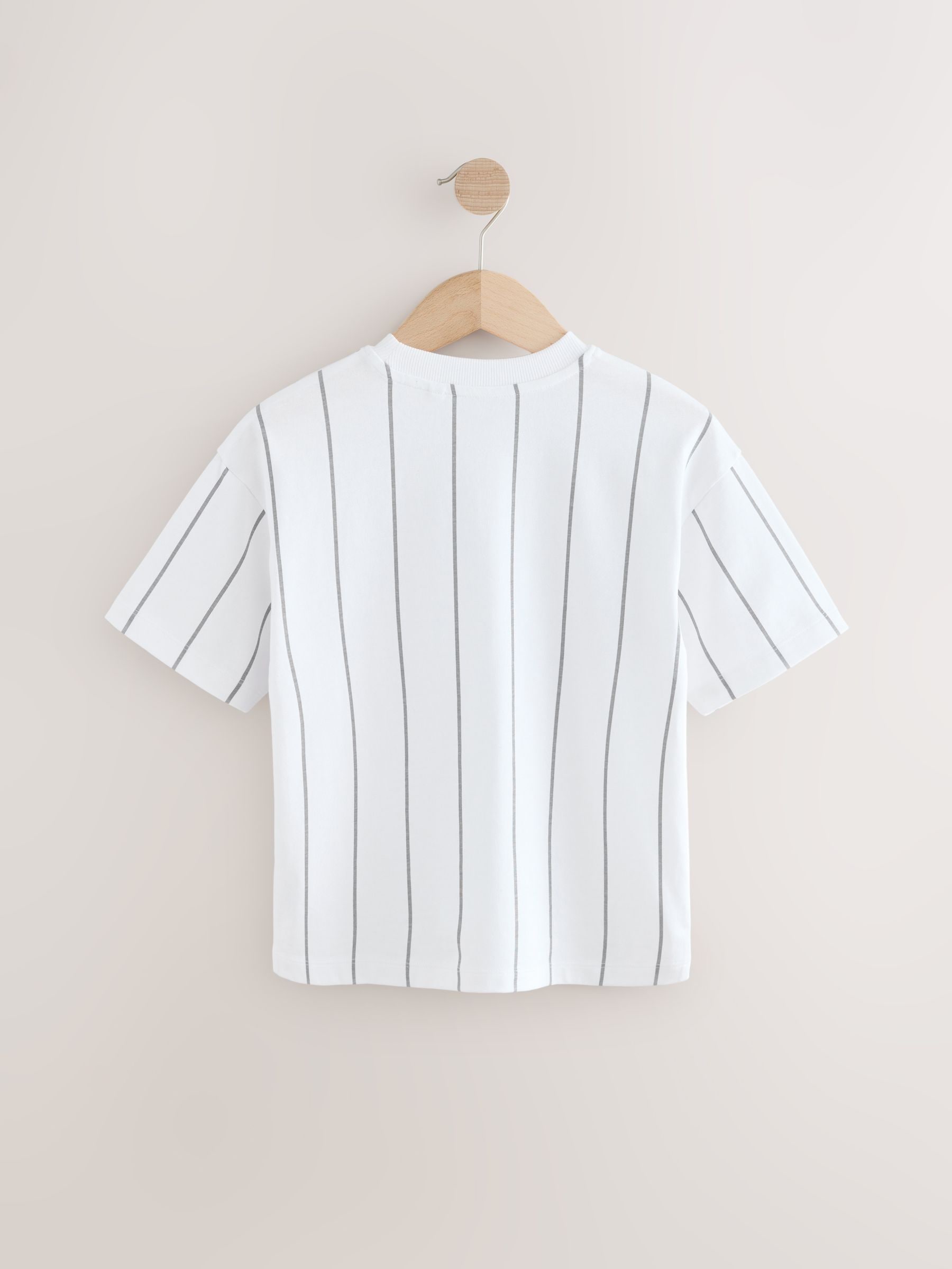 Buy White/Black Stripe Relaxed Fit Short Sleeve Graphic