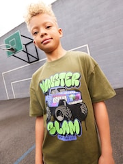 Khaki Green Truck Relaxed Fit Short Sleeve Graphic Print T-Shirt (3-16yrs) - Image 1 of 7