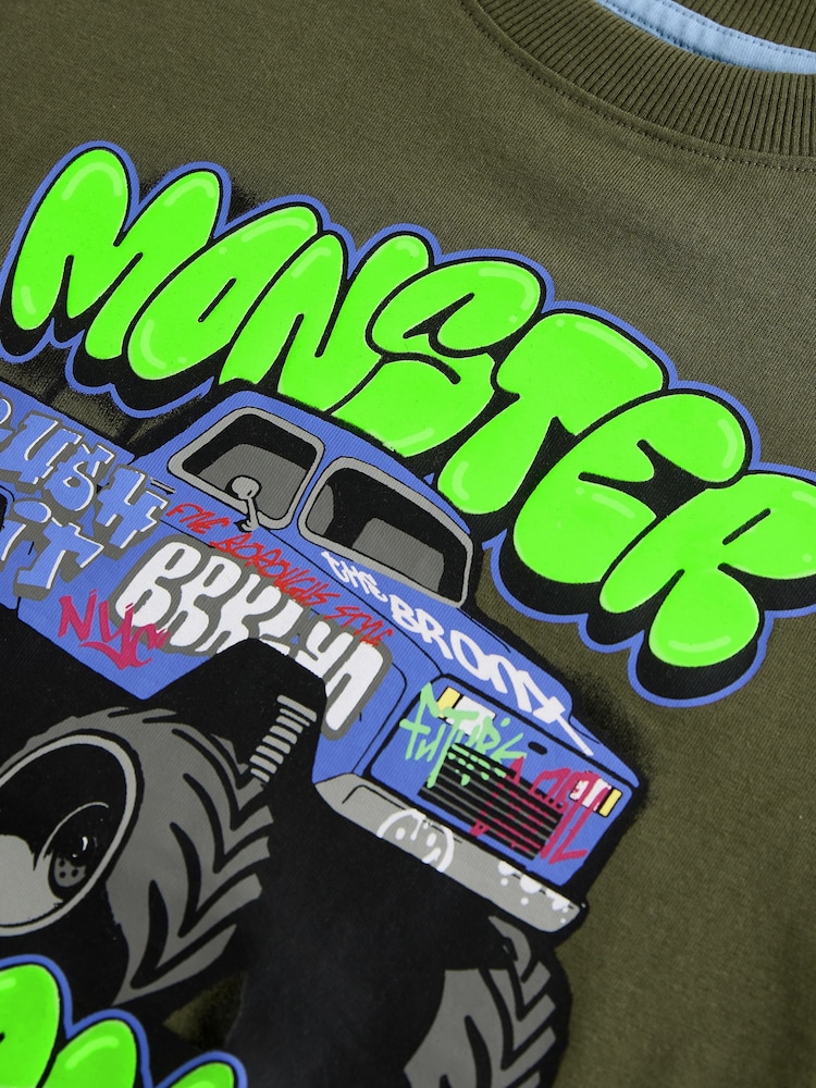 Khaki Green Truck Relaxed Fit Short Sleeve Graphic Print T-Shirt (3-16yrs) - Image 6 of 7