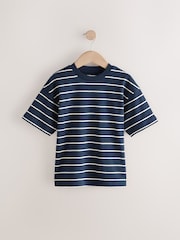 Navy/White Relaxed Fit Stripe Short Sleeve T-Shirt (3-16yrs) - Image 1 of 4