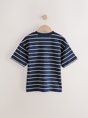 Navy/White Relaxed Fit Stripe Short Sleeve T-Shirt (3-16yrs) - Image 2 of 4