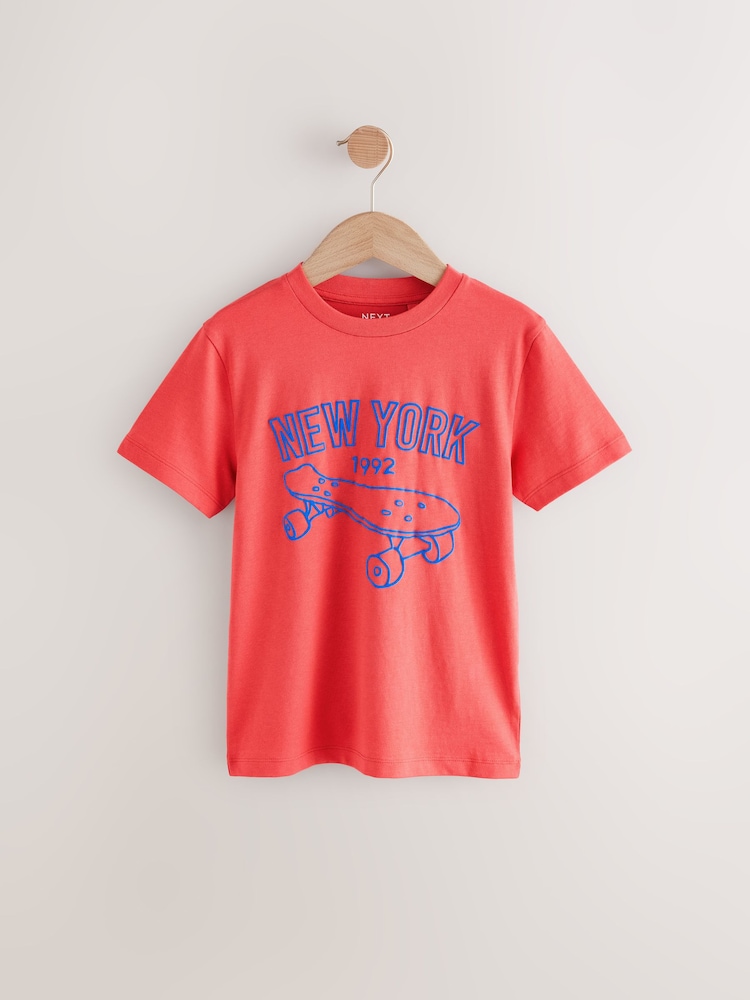 Red Skateboard Regular Fit Short Sleeve Graphic 100% Cotton T-Shirt (3-16yrs) - Image 1 of 4