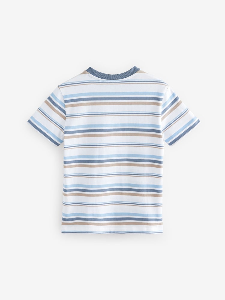 Blue/Ecru Regular Fit Stripe Short Sleeve T-Shirt (3-16yrs) - Image 2 of 4