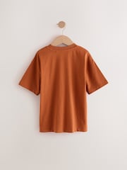 Rust Brown/ Fluro Skull Relaxed Fit Short Sleeve Graphic Print T-Shirt (3-16yrs) - Image 2 of 4