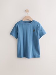 Blue Verticle Texture Short Sleeve T-Shirt (3-16yrs) - Image 1 of 4