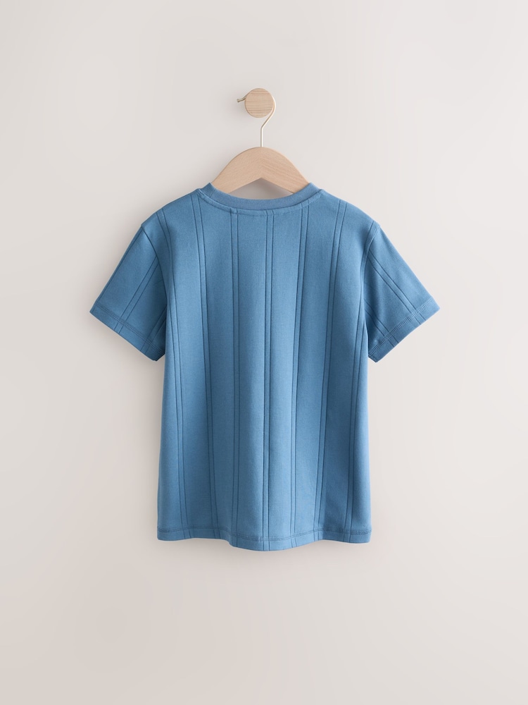 Blue Verticle Texture Short Sleeve T-Shirt (3-16yrs) - Image 2 of 4