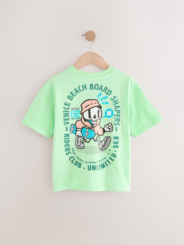 Green Back Print Relaxed Fit Short Sleeve Graphic Print T-Shirt (3-16yrs) - Image 2 of 4