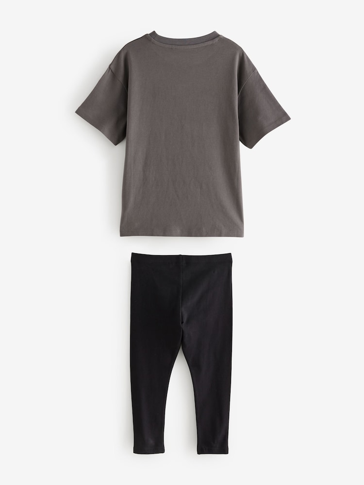 Grey Sequin Graphic T-Shirt and Leggings Set (3-16yrs) - Image 2 of 4