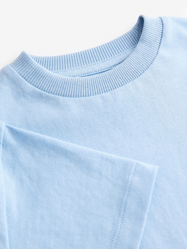 T-shirt garçon bleu manches longues 100% coton 6-7 ans TEX à Prix