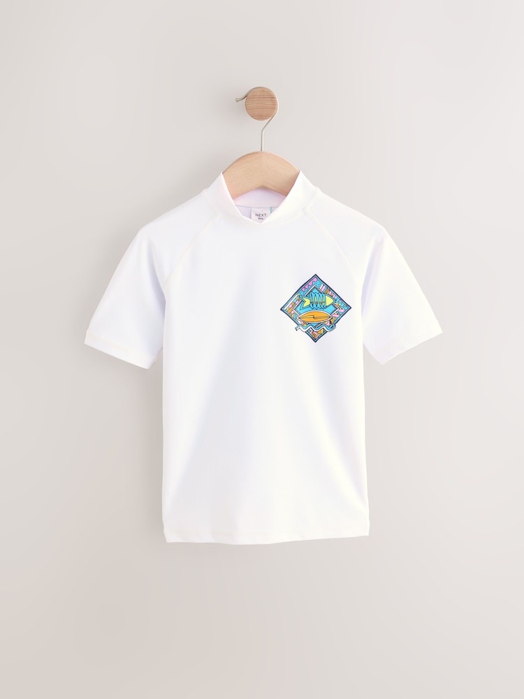 White/Green Short Sleeve Rash Vest (1.5-16yrs) - Image 1 of 4