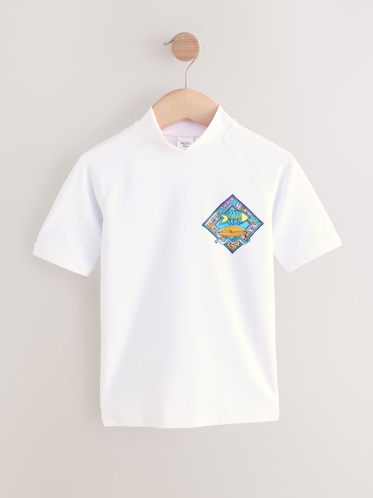 White/Green Short Sleeve Rash Vest (1.5-16yrs) - Image 1 of 3 White/Green Short Sleeve Rash Vest (1.5-16yrs) - Image 1 of 3