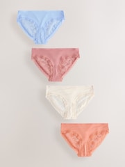 Cream / Apricot / Blush / Blue High Leg Full Brief Modal Ultimate Comfort Lace Knickers 4 Pack - Image 1 of 7