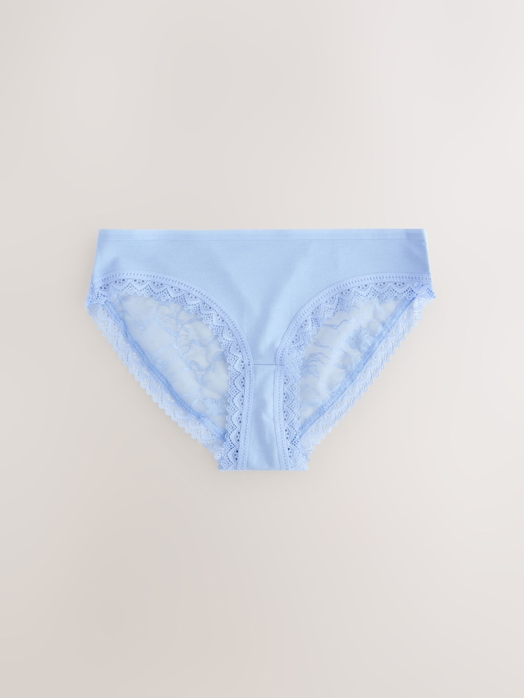 Cream / Apricot / Blush / Blue High Leg Full Brief Modal Ultimate Comfort Lace Knickers 4 Pack - Image 2 of 7