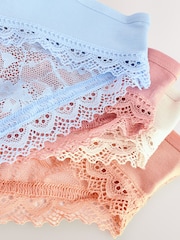 Cream / Apricot / Blush / Blue High Leg Full Brief Modal Ultimate Comfort Lace Knickers 4 Pack - Image 7 of 7