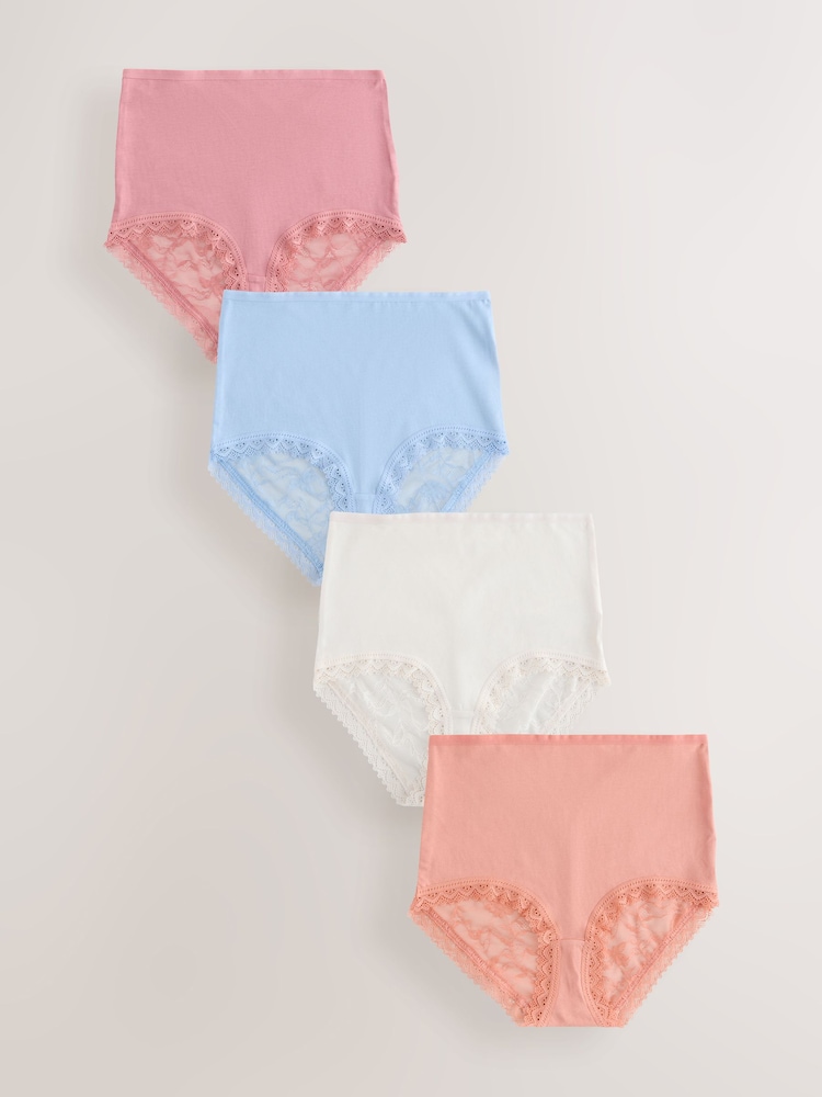 Cream / Apricot / румянец / синий - Набор из 4 кружевных трусов из модала - Image 1 of 7
