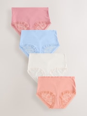 Cream / Apricot / Blush / Blue Midi Full Brief Modal Ultimate Comfort Lace Knickers 4 Pack - Image 1 of 6