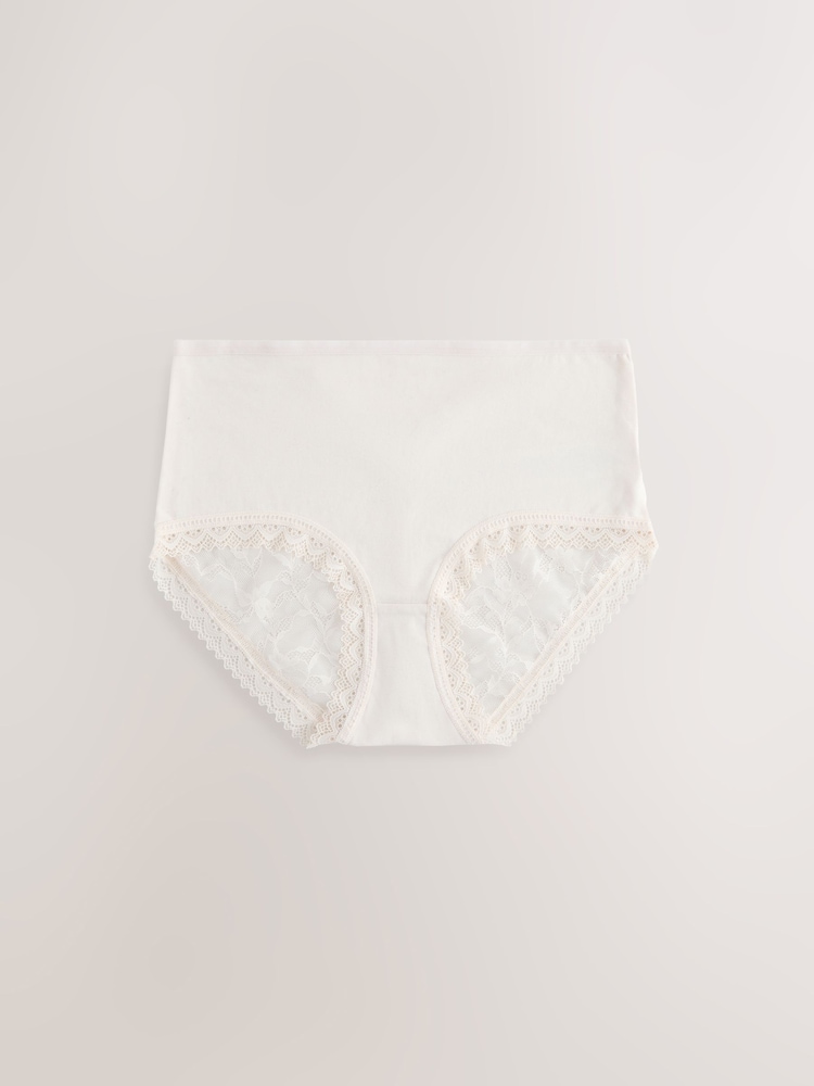 Cream / Apricot / Blush / Blue Midi Full Brief Modal Ultimate Comfort Lace Knickers 4 Pack - Image 2 of 6