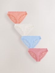 Cream / Apricot / Blush / Blue Brazilian Full Brief Modal Ultimate Comfort Lace Knickers 4 Pack - Image 1 of 7