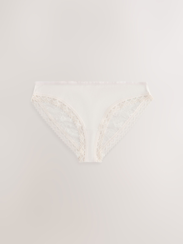 Cream / Apricot / Blush / Blue Brazilian Full Brief Modal Ultimate Comfort Lace Knickers 4 Pack - Image 2 of 7