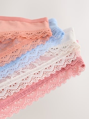 Cream / Apricot / Blush / Blue Brazilian Full Brief Modal Ultimate Comfort Lace Knickers 4 Pack - Image 6 of 7