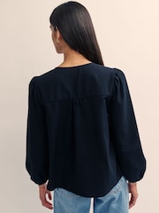 Nobody's Child Black Bernadetta Cotton/Linen Mix Top - Image 2 of 4