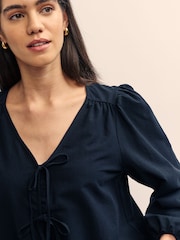 Nobody's Child Black Bernadetta Cotton/Linen Mix Top - Image 3 of 4