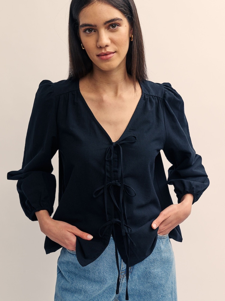 Nobody's Child Black Bernadetta Cotton/Linen Mix Top - Image 4 of 4 Nobody's Child Black Bernadetta Cotton/Linen Mix Top - Image 4 of 4