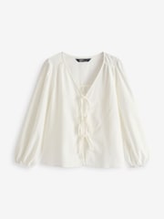 Nobody's Child White Bernadetta Cotton/Linen Mix Top - Image 5 of 5