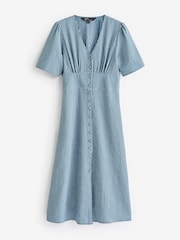 Nobodys Child Blue Alexa Micro Gingham Check Midi Dress - Image 6 of 6