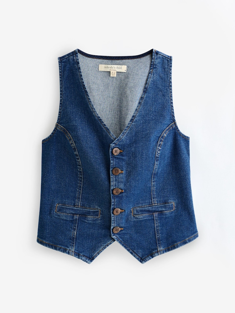 Nobodys Child Blue Stockwell Denim Waistcoat - Image 6 of 6