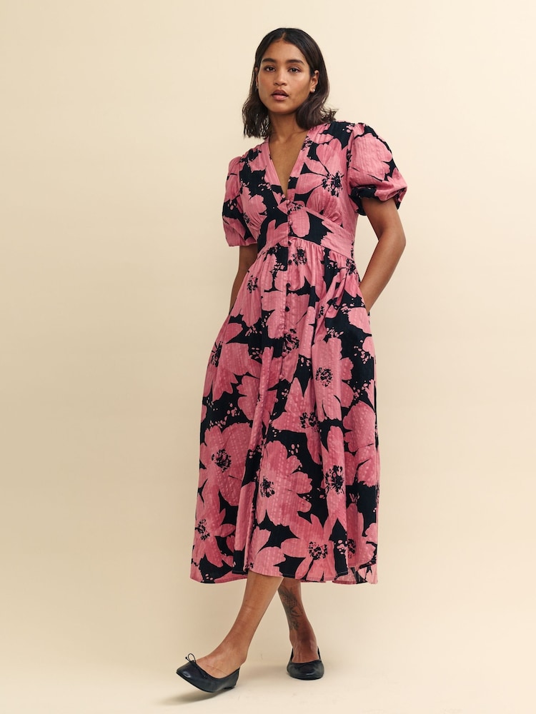 Nobodys Child Pink 100% Cotton Starlight Midaxi Dress With Betty Bloom - Image 1 of 6