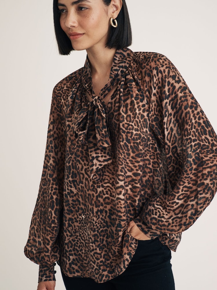 Nobodys Child Brown Leopard Print Goldie Blouse - Image 1 of 4