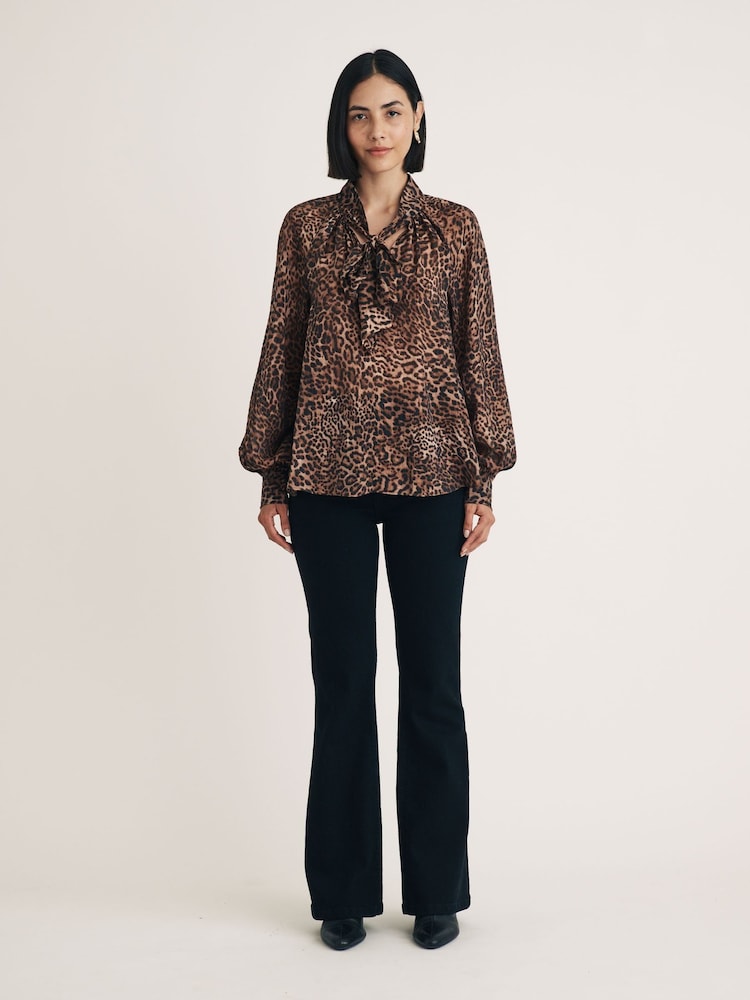 Nobodys Child Brown Leopard Print Goldie Blouse - Image 2 of 4 Nobodys Child Brown Leopard Print Goldie Blouse - Image 2 of 4