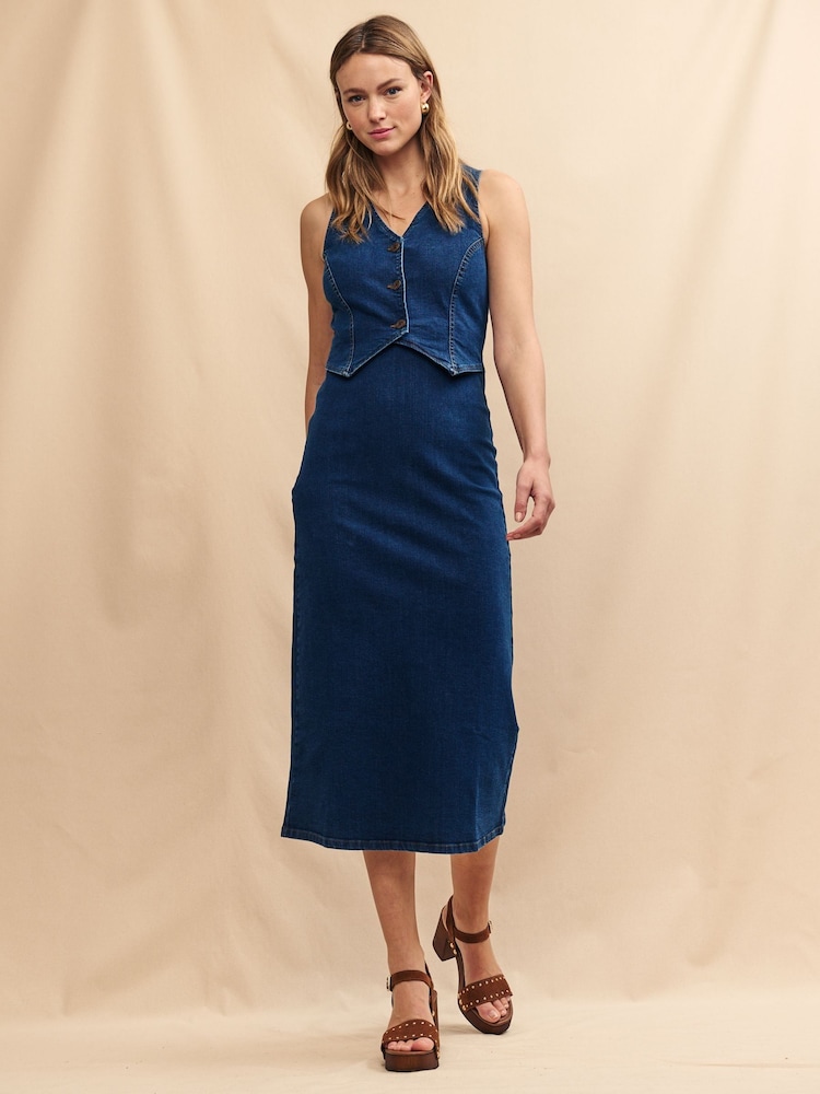 Nobodys Child Blue Lambeth Denim Waistcoat Dress - Image 2 of 7