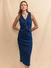 Nobodys Child Blue Lambeth Denim Waistcoat Dress - Image 5 of 7