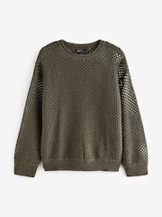 Nobody's Child Green Mesh Stitch Jumper With Linen - Image 6 of 6