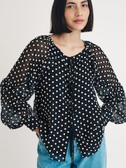 Nobodys Child Black Marlow Ruffle Blouse - Image 1 of 3