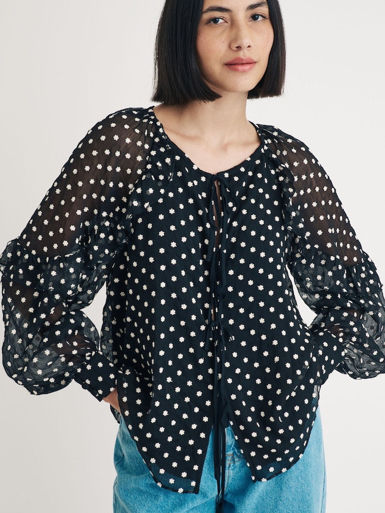 Nobodys Child Black Marlow Ruffle Blouse - Image 1 of 3