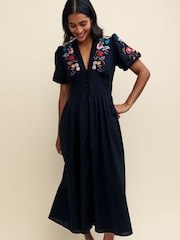 Nobody's Child Black Embroidered Starlight Midaxi Dress - Image 4 of 5