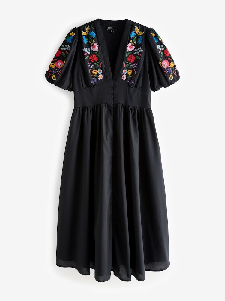 Nobody's Child Black Embroidered Starlight Midaxi Dress - Image 5 of 5