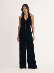 Nobodys Child Black Velvet Raleigh Halter Waistcoat - Image 3 of 4