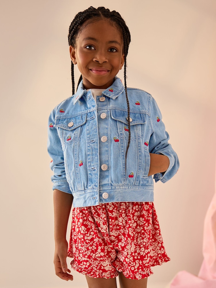 Blue Denim 100% Cotton Cherry Western Jacket (3-16yrs) - Image 1 of 8