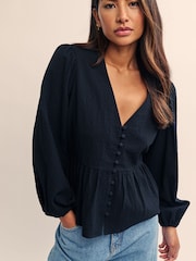 Nobodys Child Black 100% Cotton Ria Blouse - Image 1 of 5