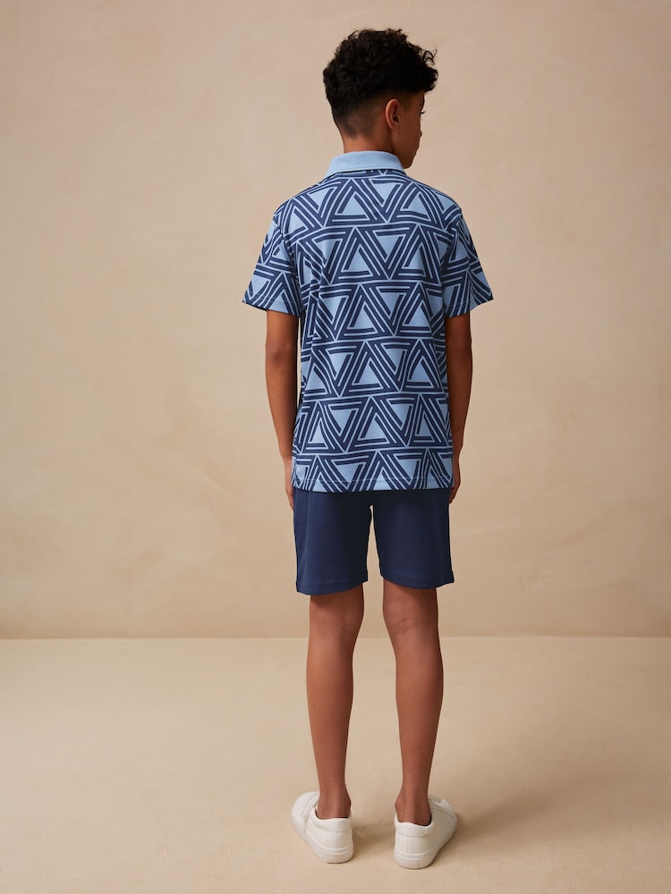 Azul marino - Conjunto de polo de manga corta y pantalones cortos con diseño geométrico (3-16años) - Imagen 2 de 9 Azul marino - Conjunto de polo de manga corta y pantalones cortos con diseño geométrico (3-16años) - Imagen 2 de 9
