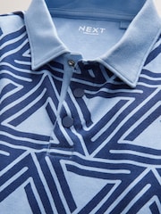 Navy Blue Geo Short Sleeve Polo Shirt and Shorts Set (3-16yrs) - Image 8 of 9