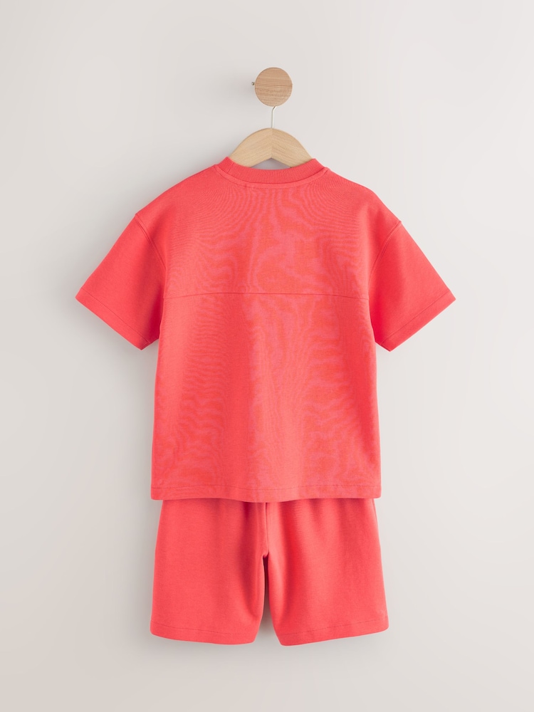 Rouge - Ensemble t-shirt et short épais décontracté (3-16 ans) - Image 6 of 9